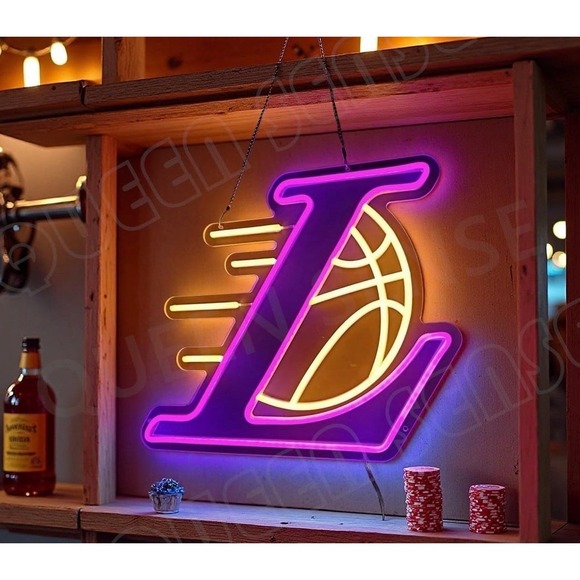 NBA Los Angeles Lakers LED Neon Sign For Bar, Porch, Garage, Mancave - Picture 2 of 3